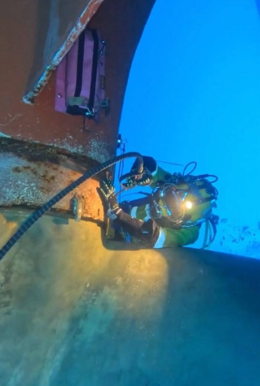 Marines ROV performing underwater hull inspection in Aqaba, Jordan